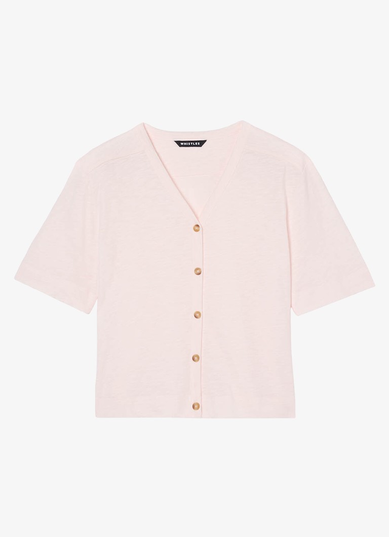Whistles Dames Ella top met V-hals in de kleur Lichtroze