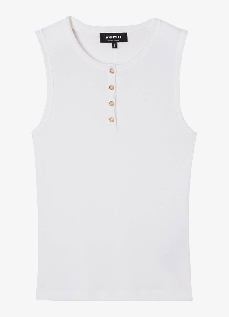 Whistles Dames Henley mouwloze top met ribstructuur in de kleur Wit