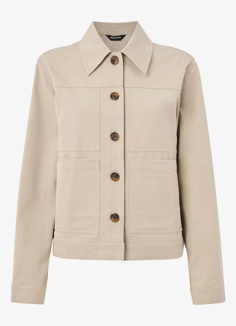 Whistles Dames Mia jack met steekzakken in de kleur Taupe