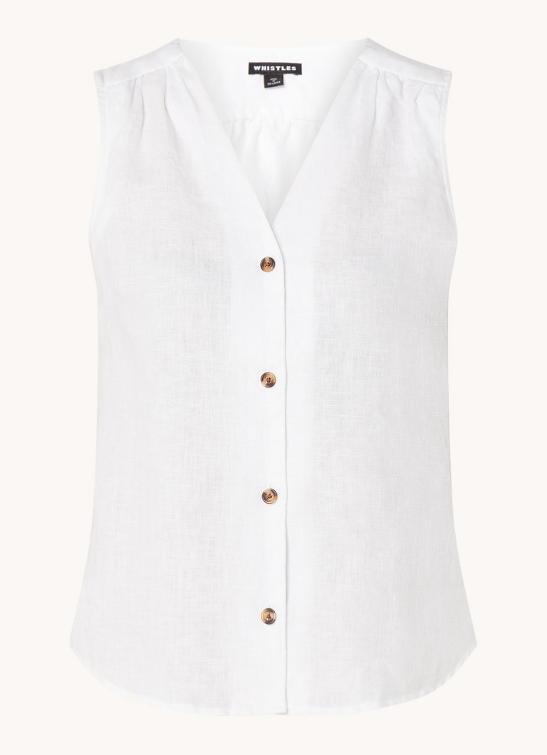 Whistles Dames Laura mouwloze blouse van linnen in de kleur Wit