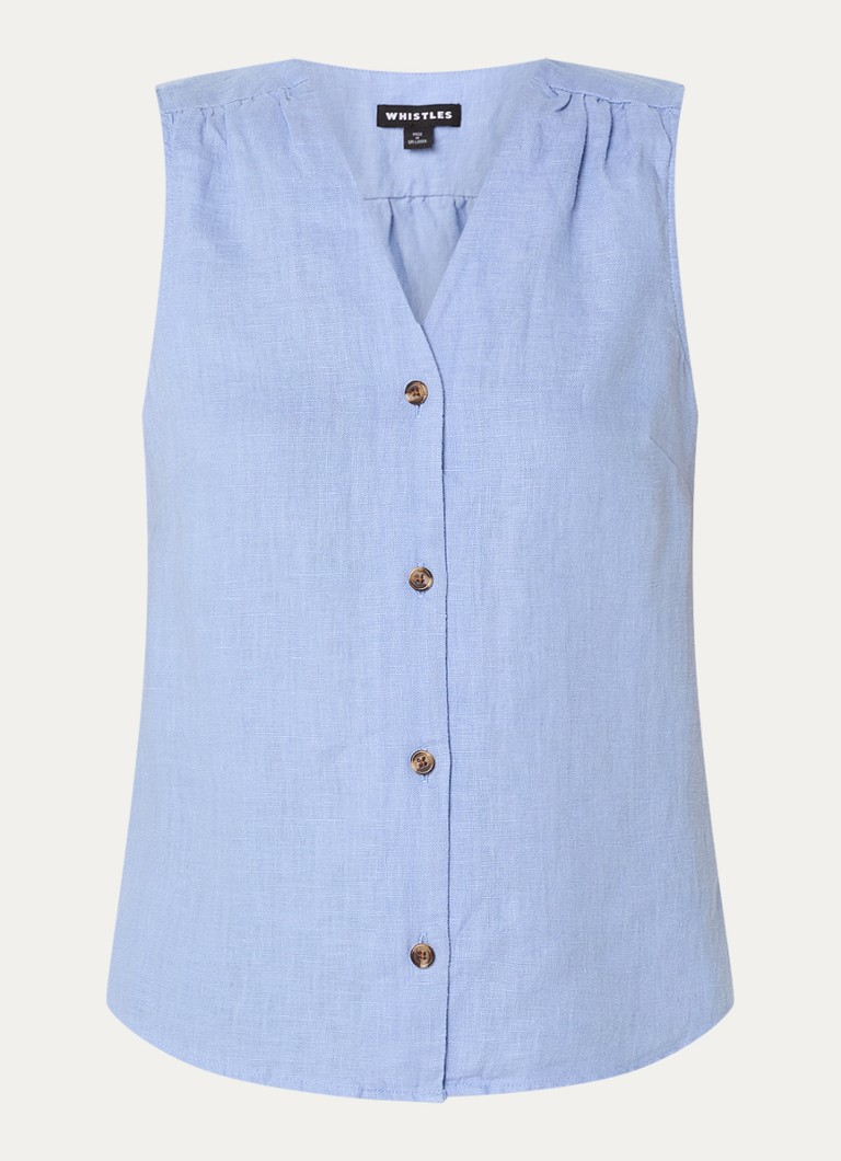 Whistles Dames Laura gilet van linnen in de kleur Blauwgrijs