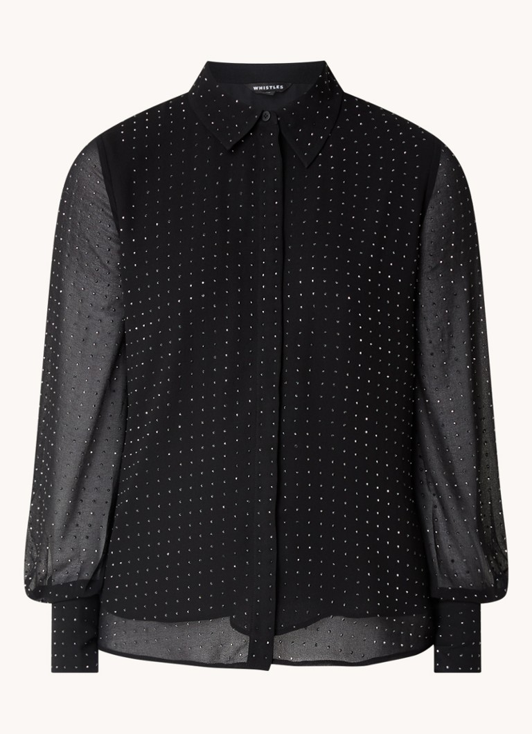 Whistles Dames Semi-transparante blouse met strass in de kleur Zwart