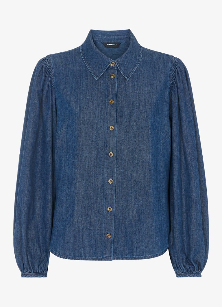 Whistles Dames Blouse van chambray in de kleur Donkerblauw