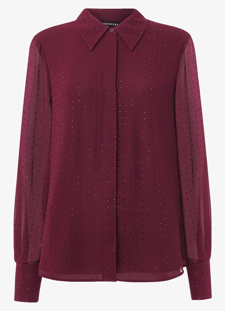 Whistles Dames Blouse met strass in de kleur Bordeauxrood