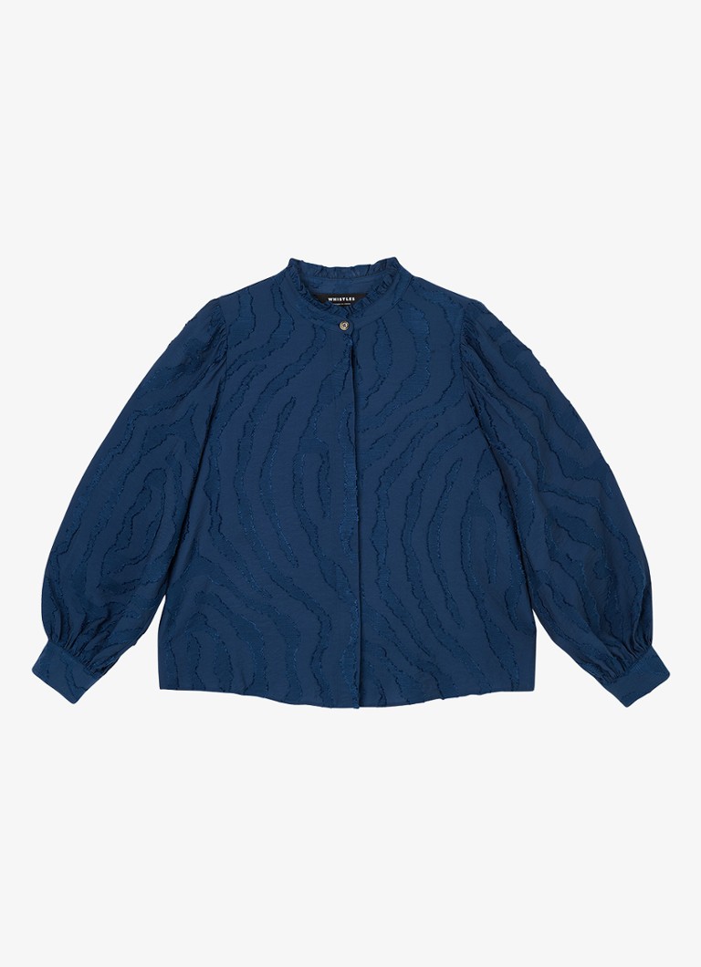 Whistles Dames Blouse met dierenprint in de kleur Donkerblauw