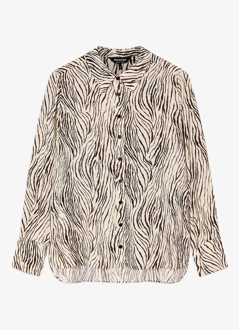 Whistles Dames Semi-transparante blouse met zebraprint in de kleur Beige