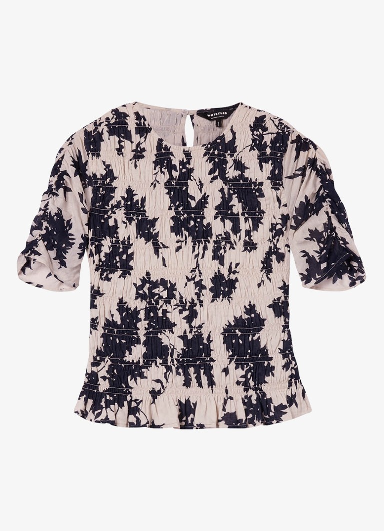 Whistles Dames Shadow Floral blouse met bloemenprint en smockwerk in de kleur Ivoor