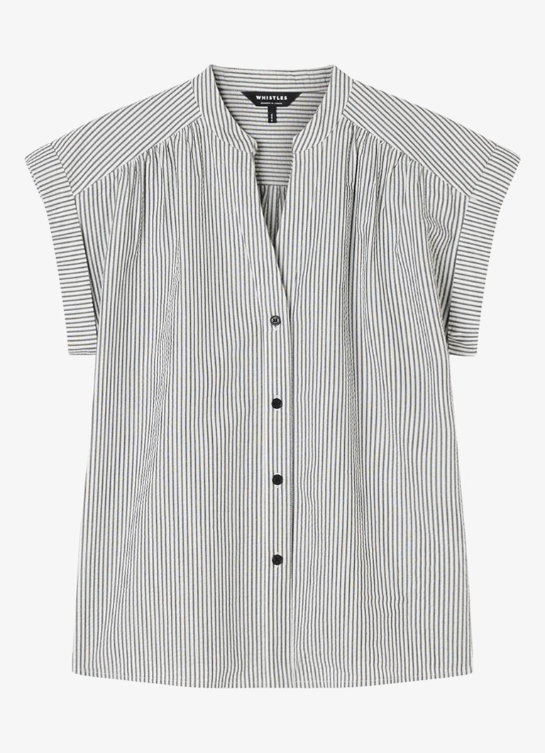 Whistles Dames Seersucker blouse met streepprint in de kleur Gebroken wit
