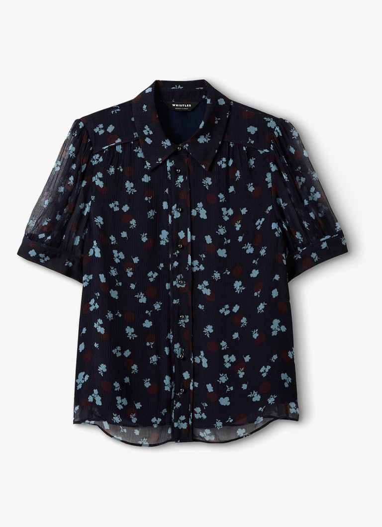 Whistles Dames Blouse met bloemenprint in de kleur Donkerblauw