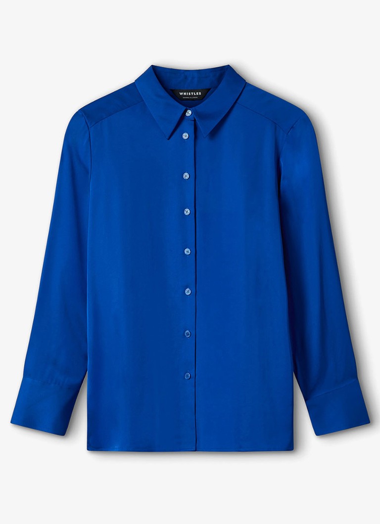 Whistles Dames Blouse van satijn in de kleur Kobaltblauw