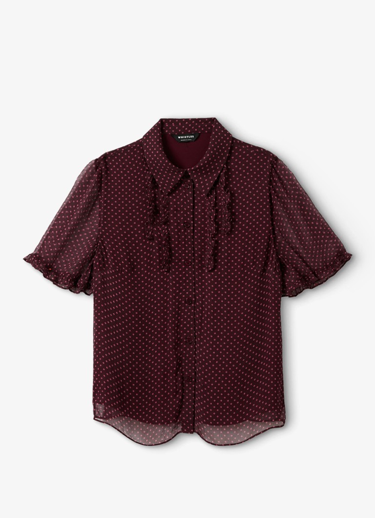 Whistles Dames Polka Dot blouse met ruches in de kleur Paars