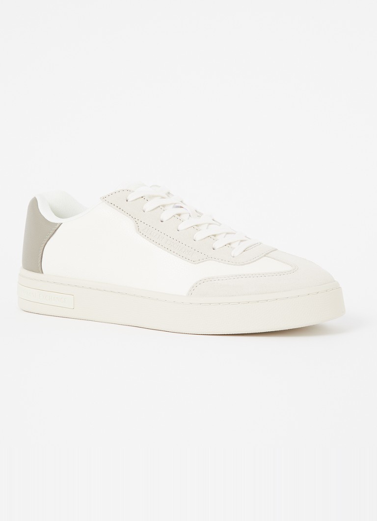 Armani Heren Sneaker met suède details en logo in de kleur Beige