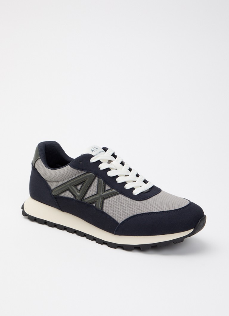 Armani Heren Sneaker met mesh details en logo in de kleur Donkerblauw