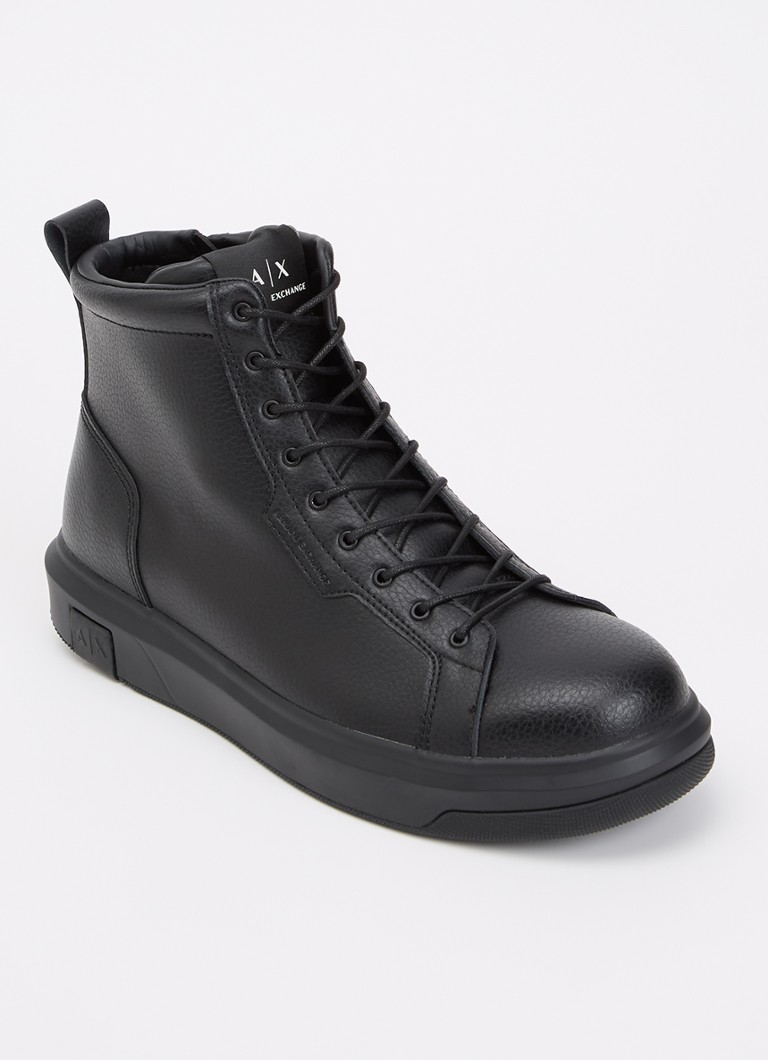 Armani Heren Veterboot van leer in de kleur Zwart