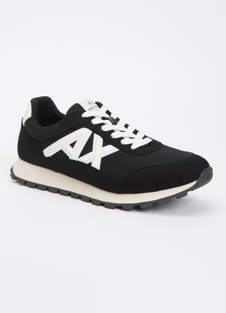 Armani Heren Sneaker met mesh details en logo in de kleur Zwart
