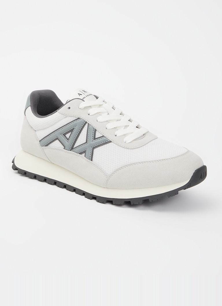 Armani Heren Sneaker met mesh details en logo in de kleur Lichtgrijs