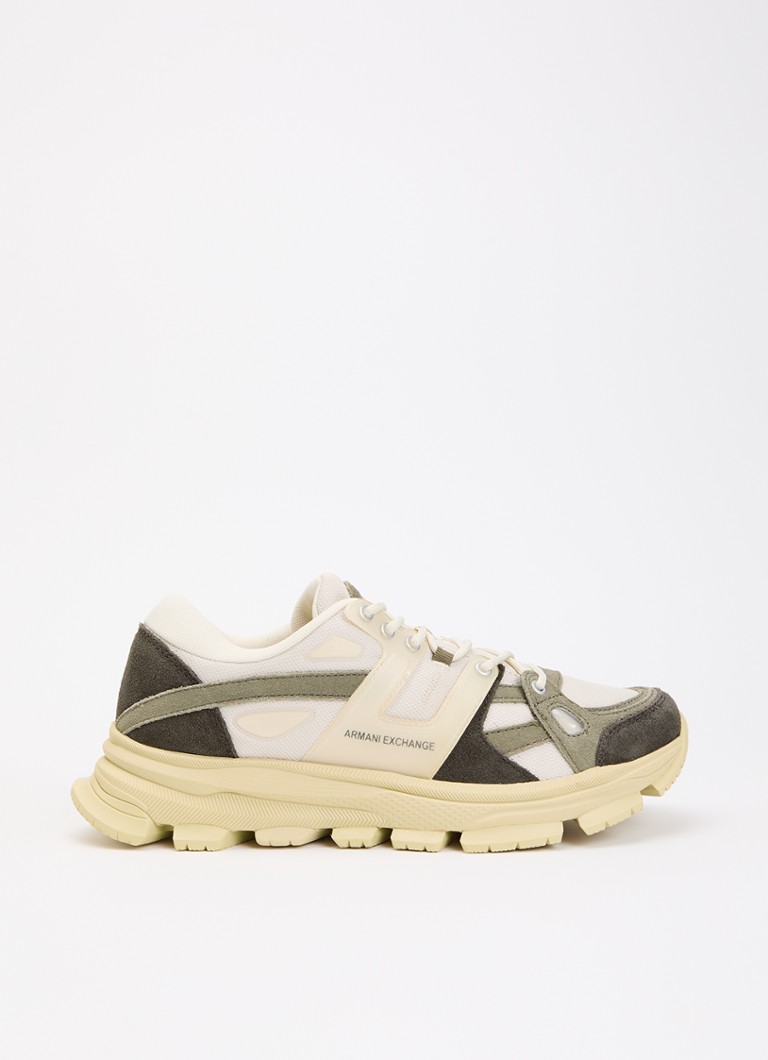Armani Heren Sneaker met suéde details in de kleur Creme