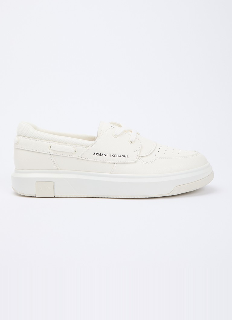 Armani Heren Sneaker van leer met logo in de kleur Wit