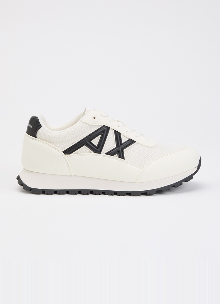 Armani Heren Sneaker met mesh details en logo in de kleur Ivoor