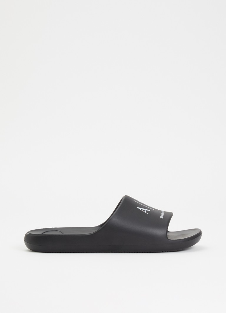Armani Heren Slipper met logo in de kleur Zwart