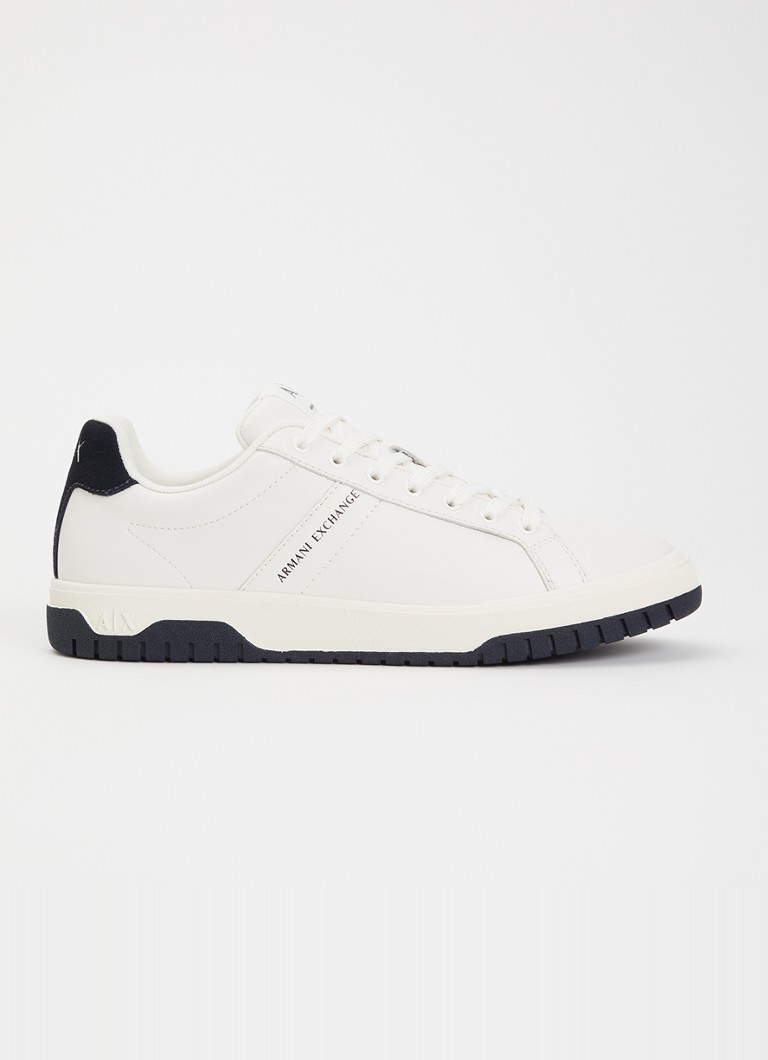 Armani Heren Sneaker van leer met suède details in de kleur Gebroken wit