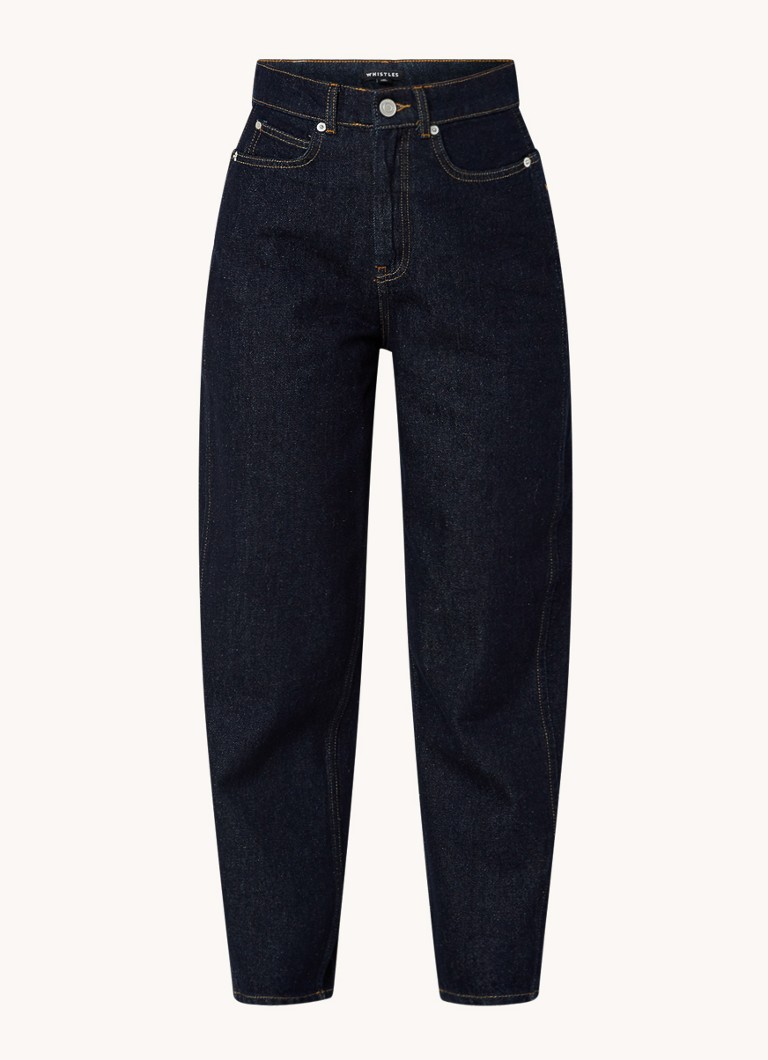 Whistles Dames Barrel high waist cropped tapered jeans met donkere washing in de kleur Indigo