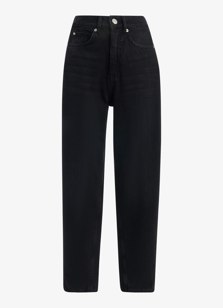 Whistles Dames High waist straight fit cropped jeans met gekleurde wassing in de kleur Zwart