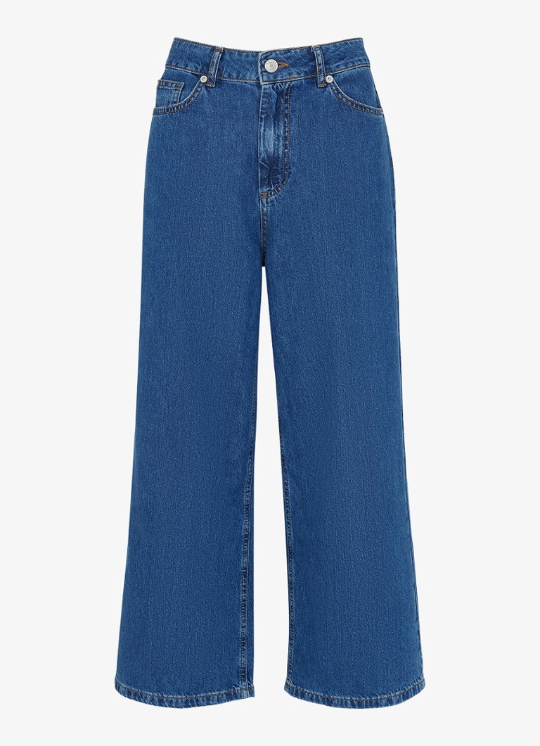 Whistles Dames High waist cropped wide leg jeans met medium wassing in de kleur Indigo
