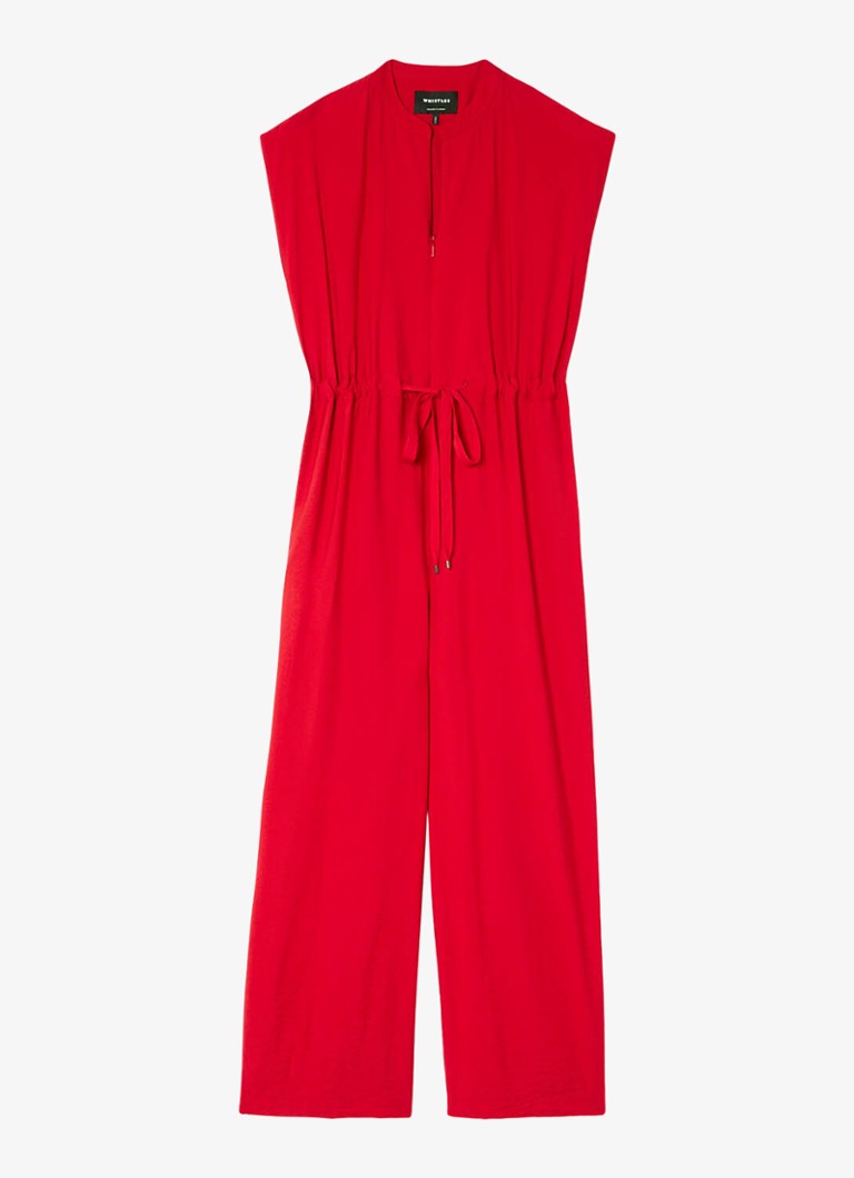 Whistles Dames Wide fit jumpsuit met strikceintuur in de kleur Steenrood