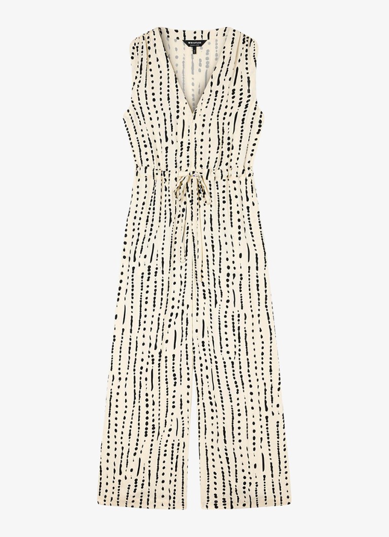 Whistles Dames Wide fit jumpsuit met stippenprint in de kleur Creme