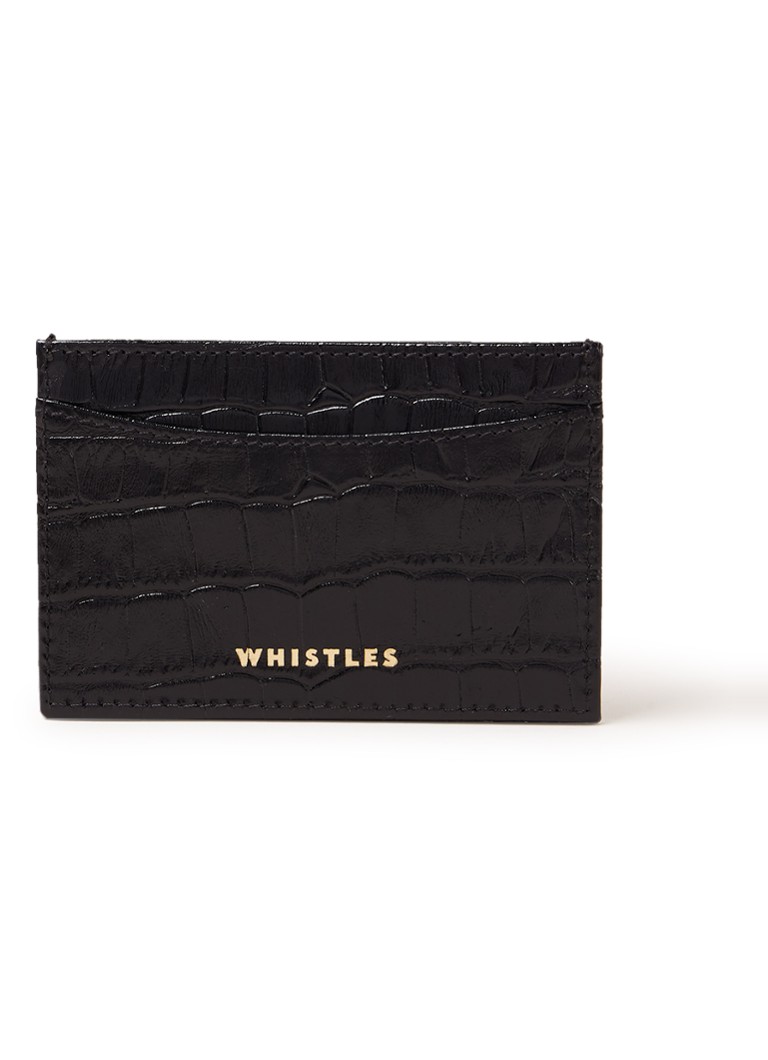Whistles Dames Shiny Croc pasjeshouder van leer in de kleur Zwart