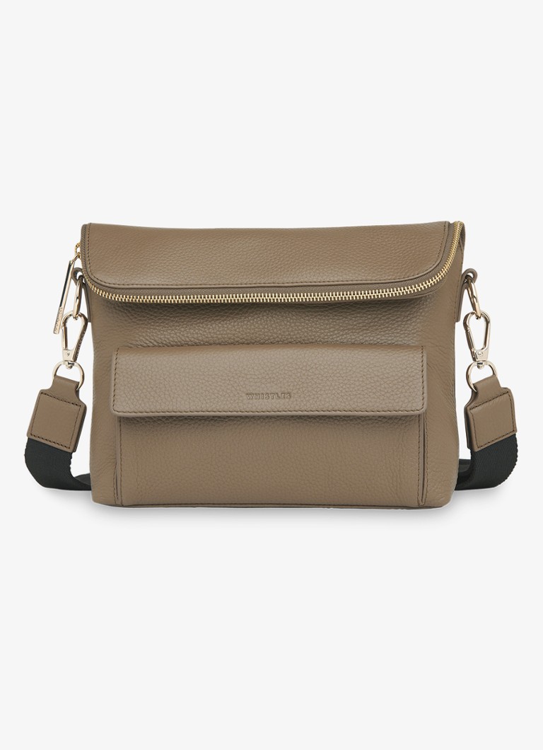 Whistles Dames Crossbodytas van leer in de kleur Khaki