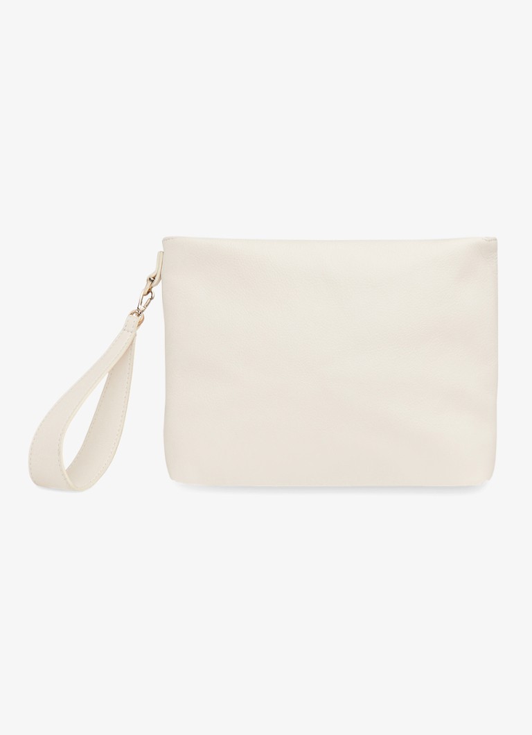 Whistles Dames Avah clutch van leer in de kleur Ivoor