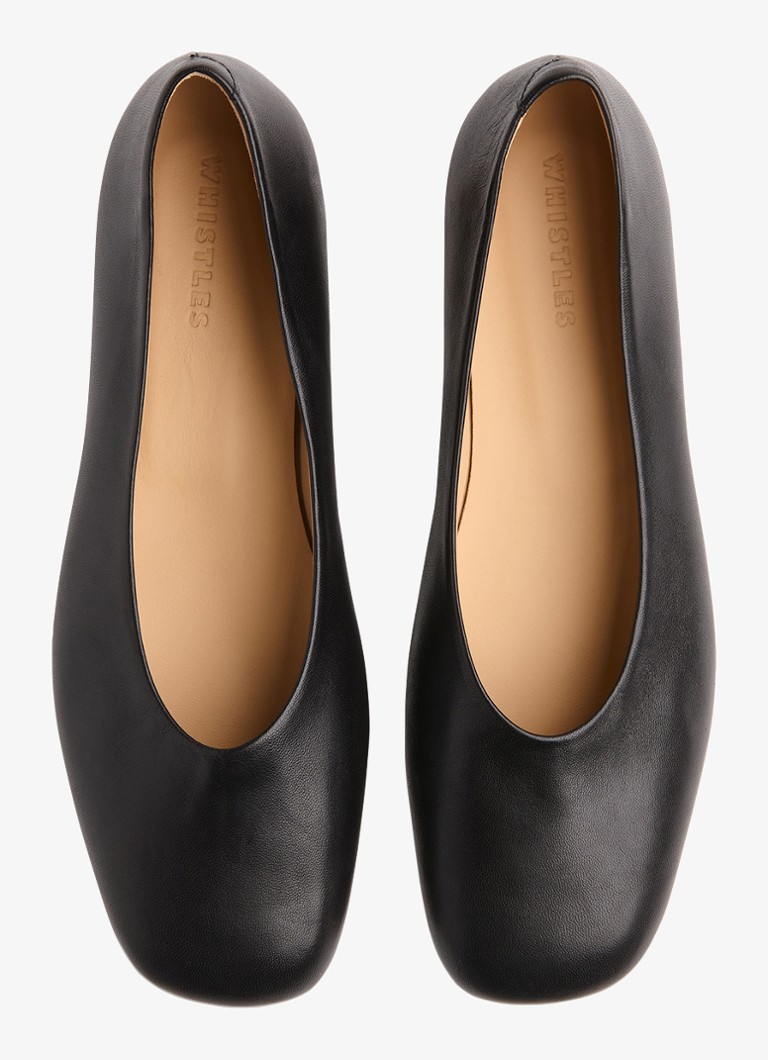 Whistles Dames Ballerina van geitenleer in de kleur Zwart