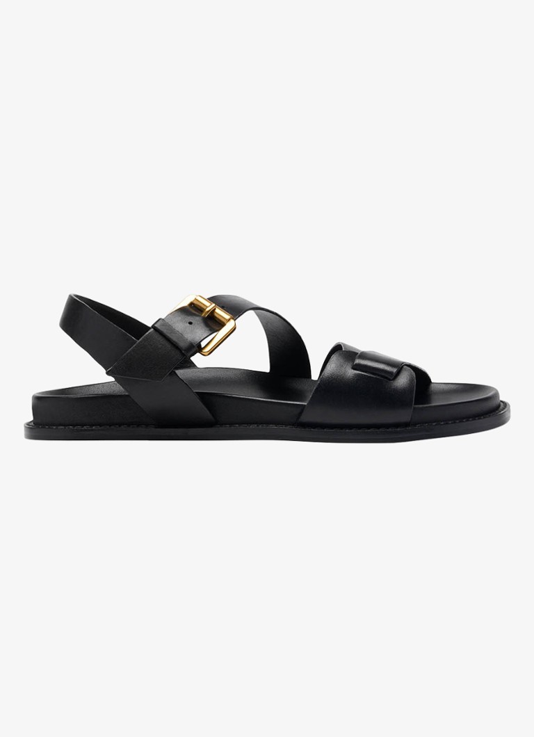 Whistles Dames Asymmetric sandaal van leer in de kleur Zwart