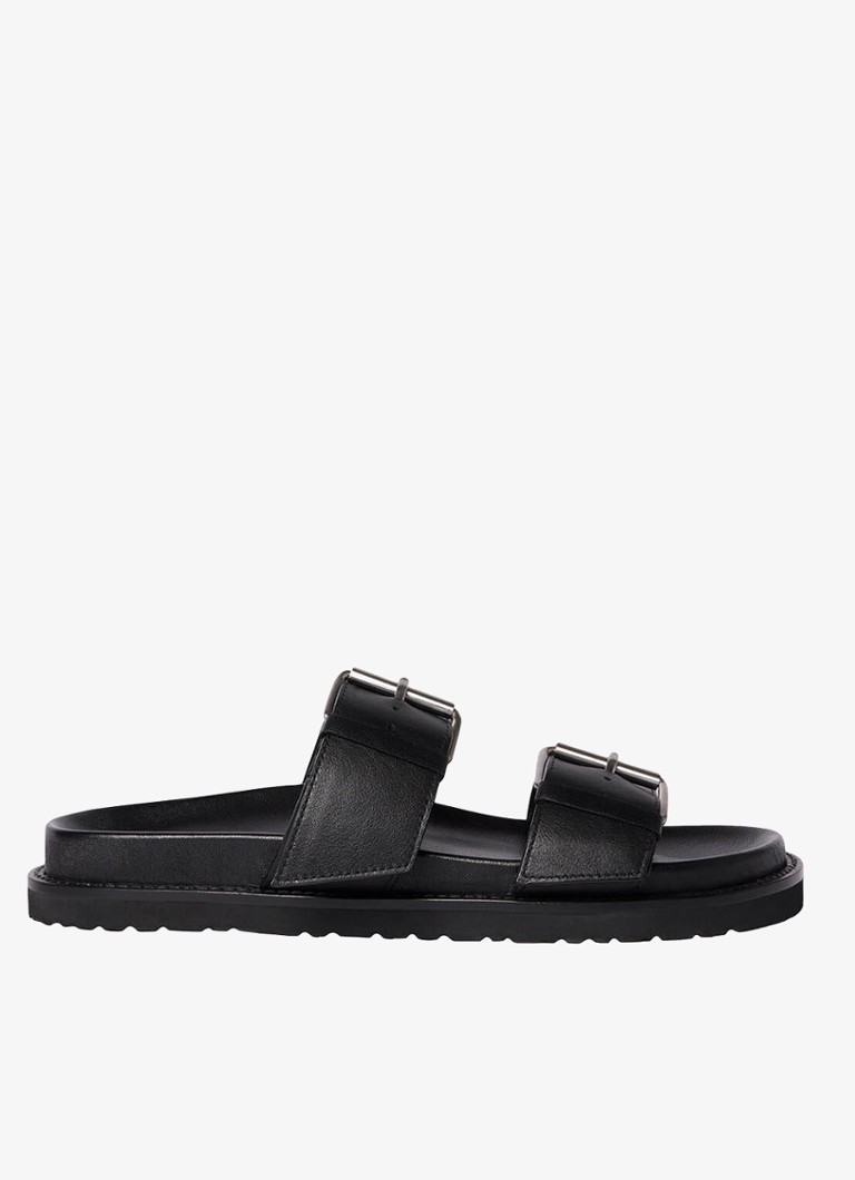 Whistles Dames Slipper van leer met gespdetail in de kleur Zwart