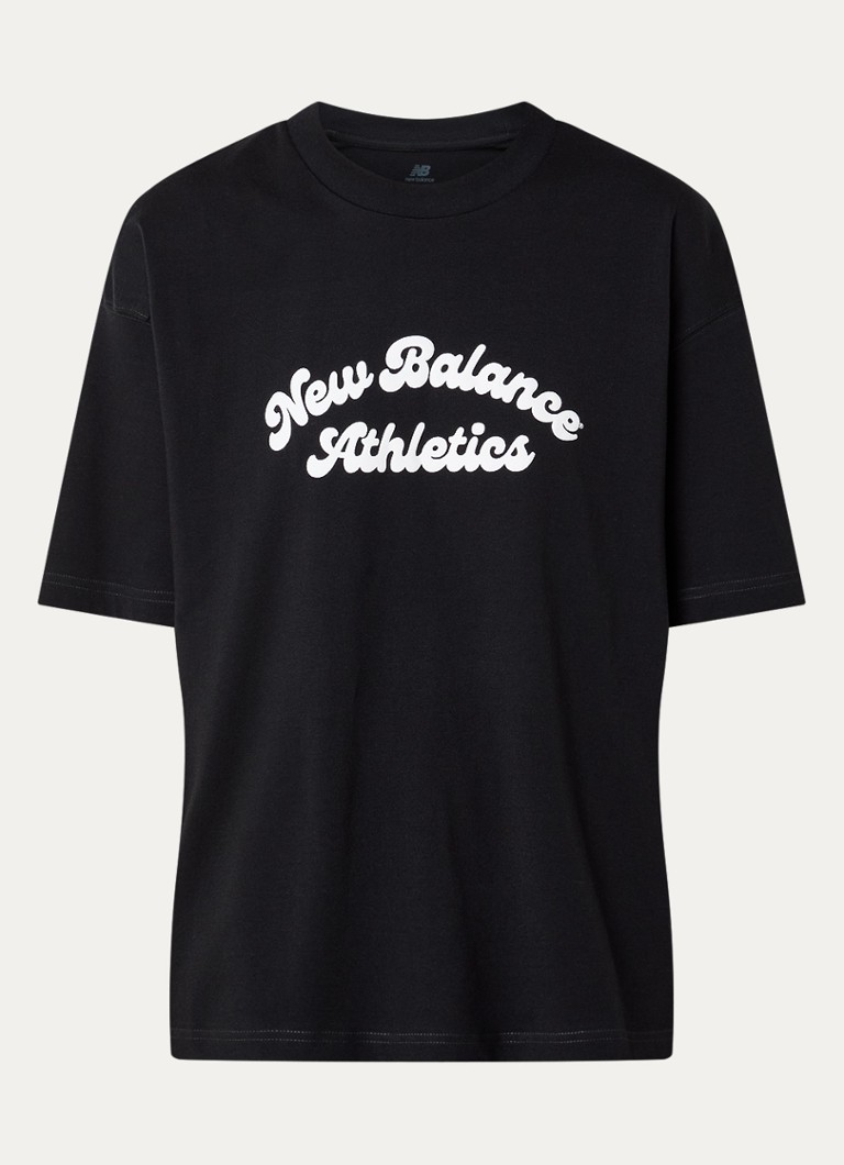 New Balance Dames Heritage T-shirt met logoprint in de kleur Zwart, maat: S