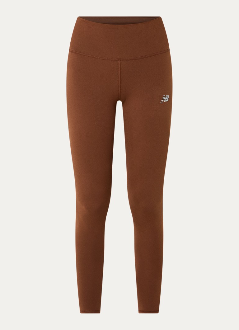 New Balance Dames Harmony high waist trainingslegging met logoprint in de kleur Roodbruin, maat: XL