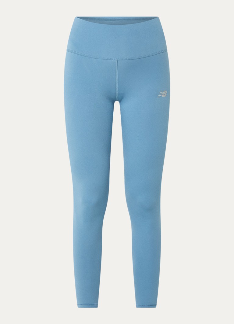 New Balance Dames Harmony high waist trainingslegging met logoprint in de kleur Blauwgrijs, maat: XXS