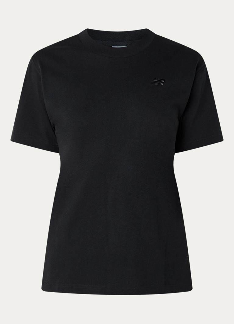 New Balance Dames T-shirt met logoborduring in de kleur Zwart, maat: S