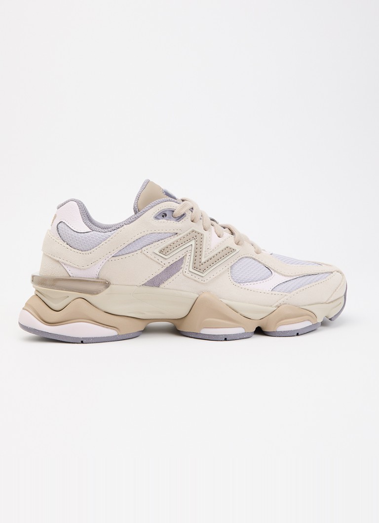 New Balance Dames 9060 sneaker van mesh met suède details in de kleur Donkerbeige, maat: 38