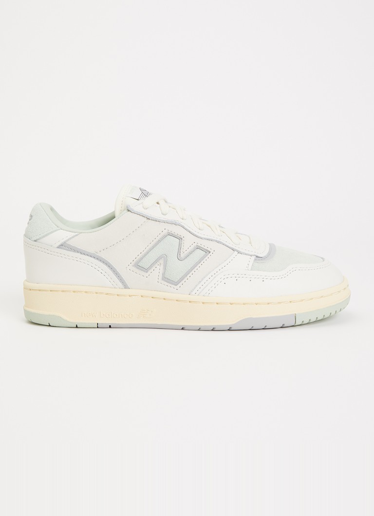New Balance Dames BB950 sneaker van leer met details van nubuck in de kleur Lindegroen, maat: 40,5