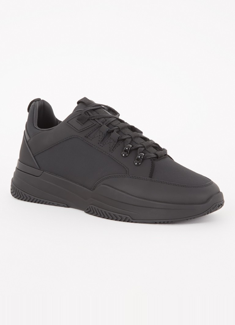 Mallet Heren Elmore sneaker van leer met logo in de kleur Zwart, maat: 41