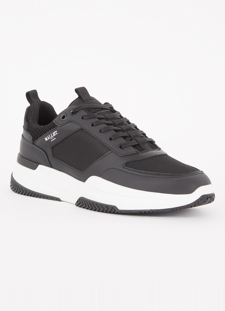 Mallet Heren Radnor sneaker van mesh met leren details in de kleur Zwart, maat: 43
