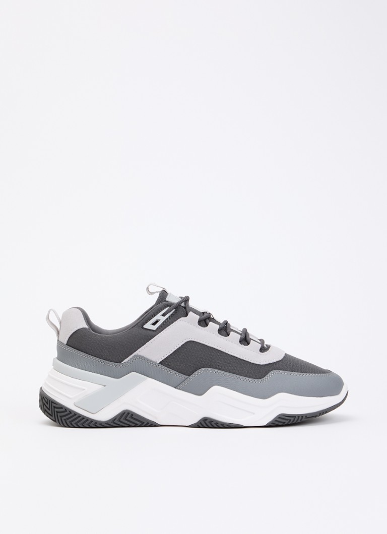 Mallet Heren Odessy sneakers met leren details in de kleur Antraciet, maat: 42