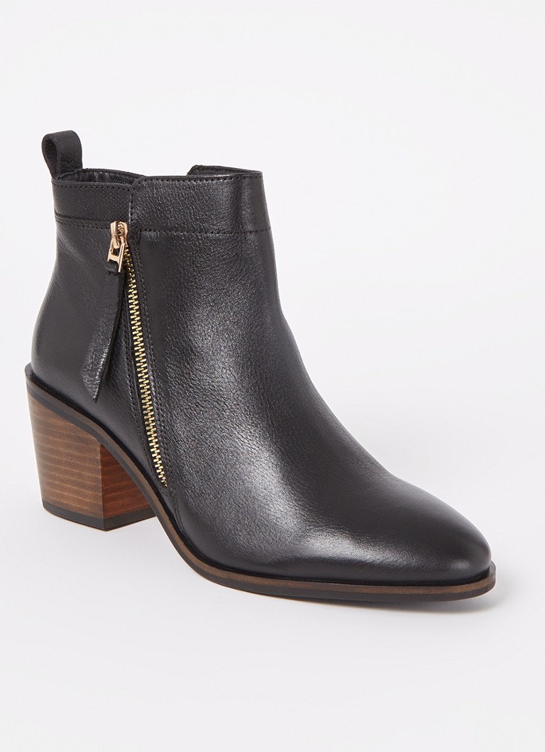 Dune London Dames Paicing enkellaarsje van leer in de kleur Zwart
