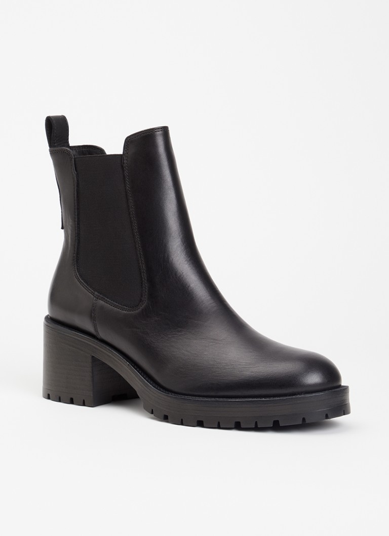 Dune London Dames Positivity chelsea boot van leer in de kleur Zwart