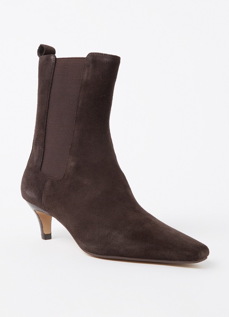 Dune London Dames Odele enkellaarsje van suède in de kleur Donkerbruin