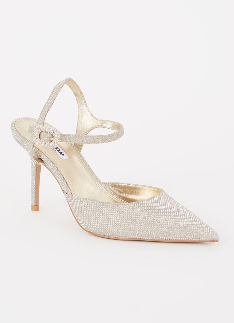 Dune London Dames Wide Fit Channel slingback met strass in de kleur Witgoud
