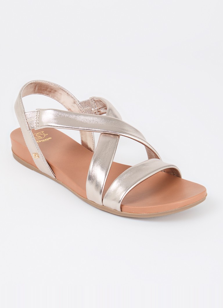 Dune London Dames Landies sandaal van nubuck in de kleur Goud